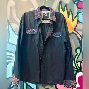 Button up with snakeskin print details